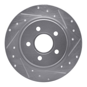Volvo V50 Brake Rotor (1) - Rear Right - R1 Concepts - Drilled & Slotted - Silver - `04-`13